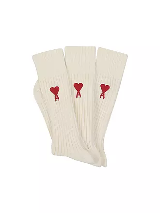 AMI PARIS | Chaussettes lot de 3 blanc cassé | 